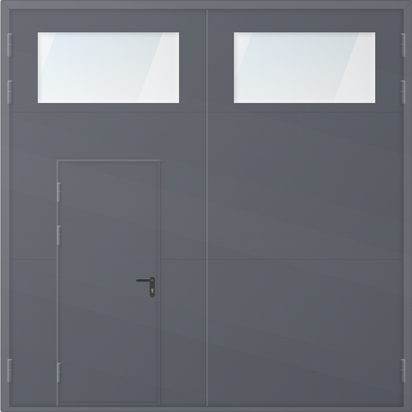 ВР-к Ворота металлические каркасные с калиткой и остеклением